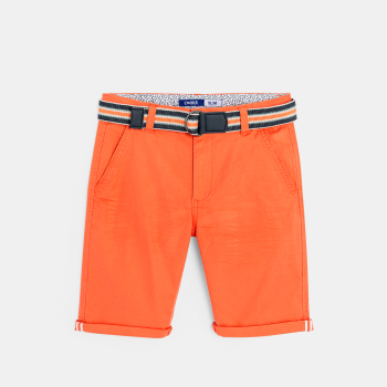 شورت برمودا من قماش سادة باللون البرتقالي للأولاد